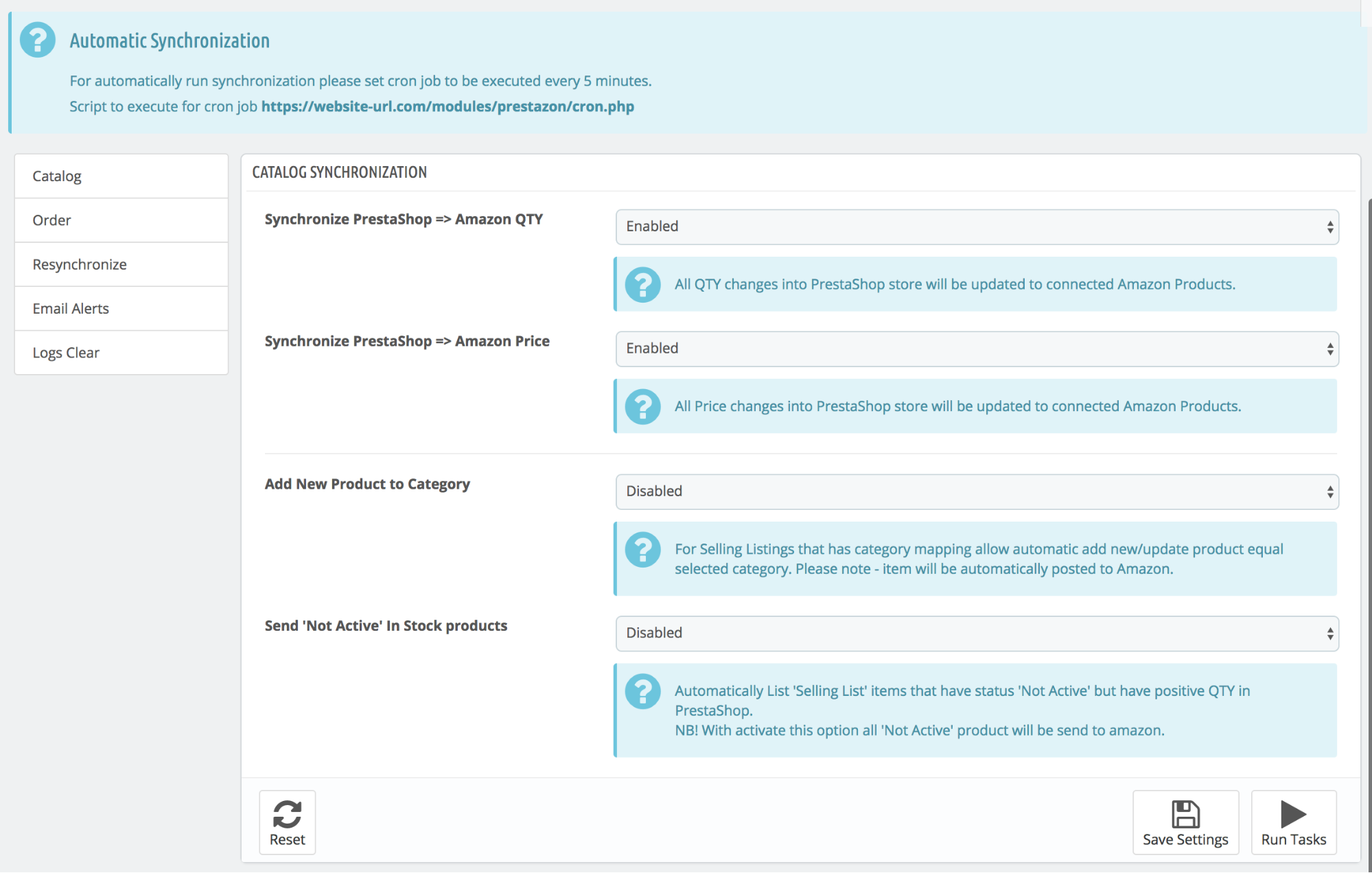 PrestaShop Amazon module — Automatic Synchronization