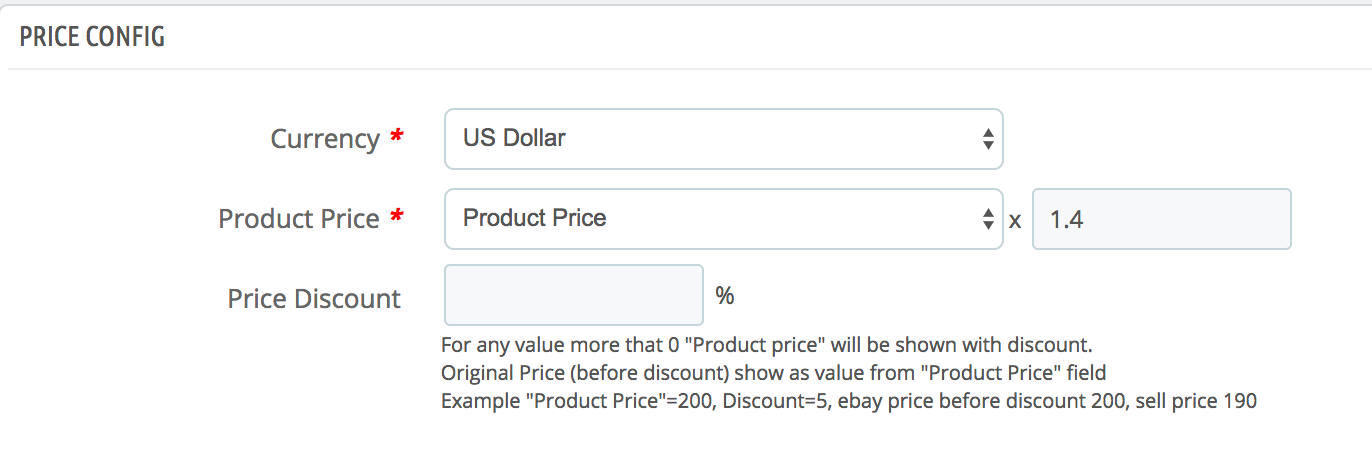 Modulo eBay PrestaShop — Profilo di vendita - Scheda Prezzo
