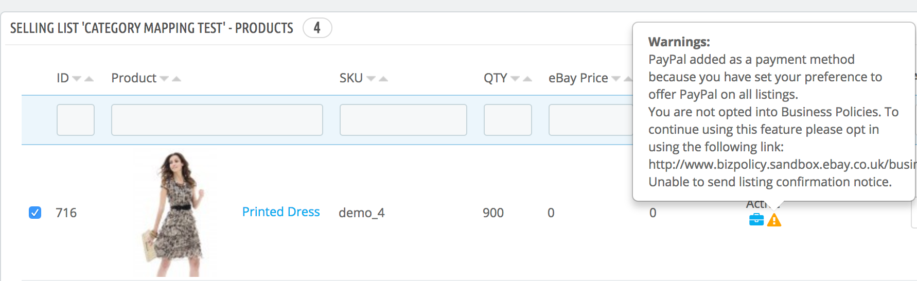 PrestaShop Ebay Modul — Verkaufsliste verwalten 