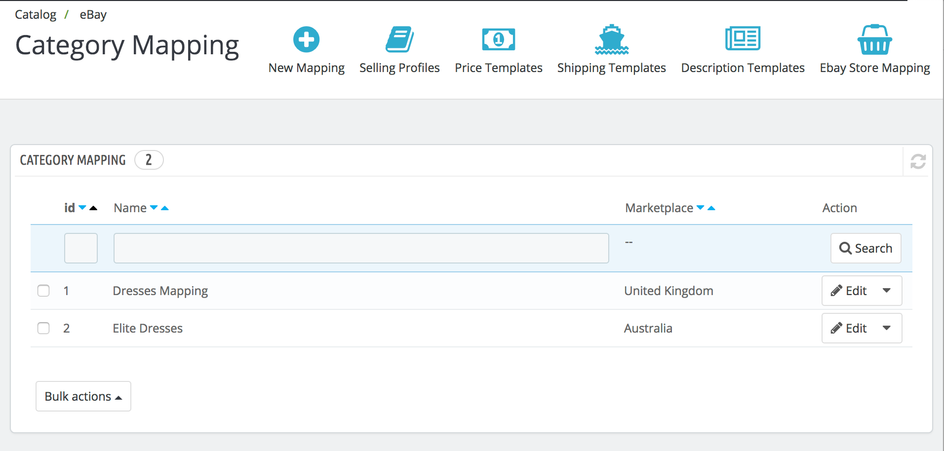 PrestaShop ebay module — Category Mapping