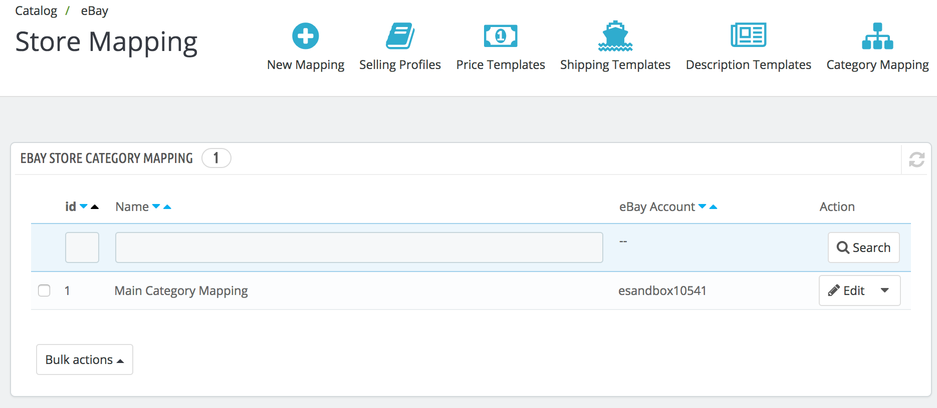 PrestaShop ebay module — eBay Store Mapping