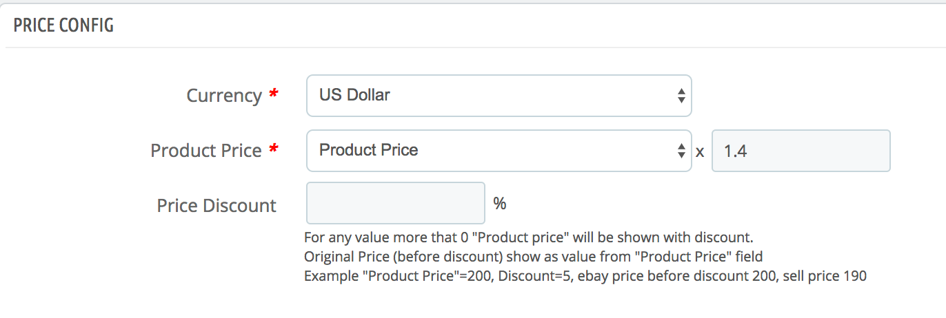 PrestaShop ebay module — Selling Profile — Price Tab