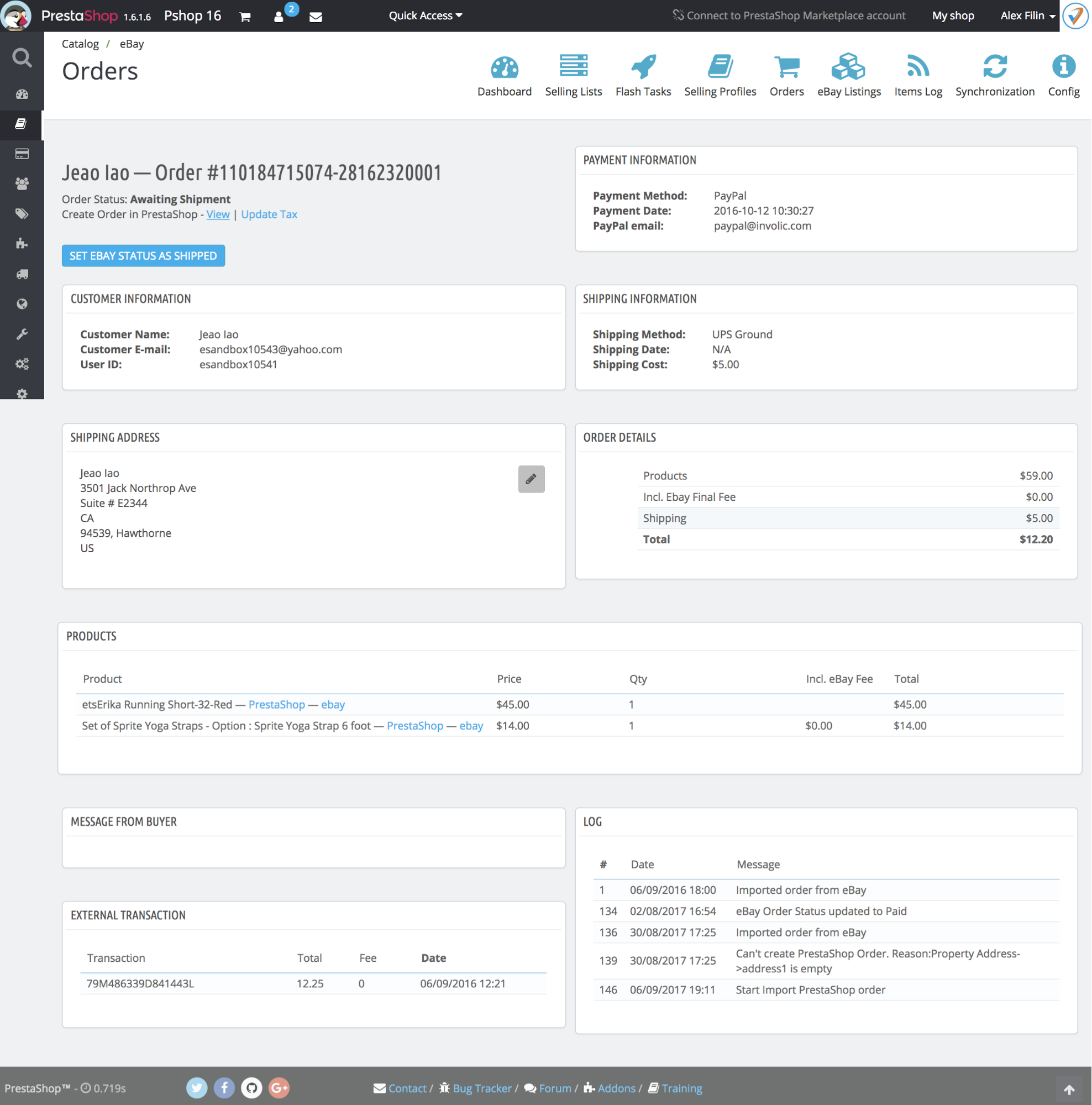 View Ebay Order Salestio Knowledge Base