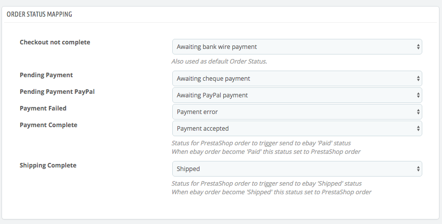 Order Status Mapping