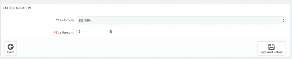 PrestaShop eBay Import Tax Settings